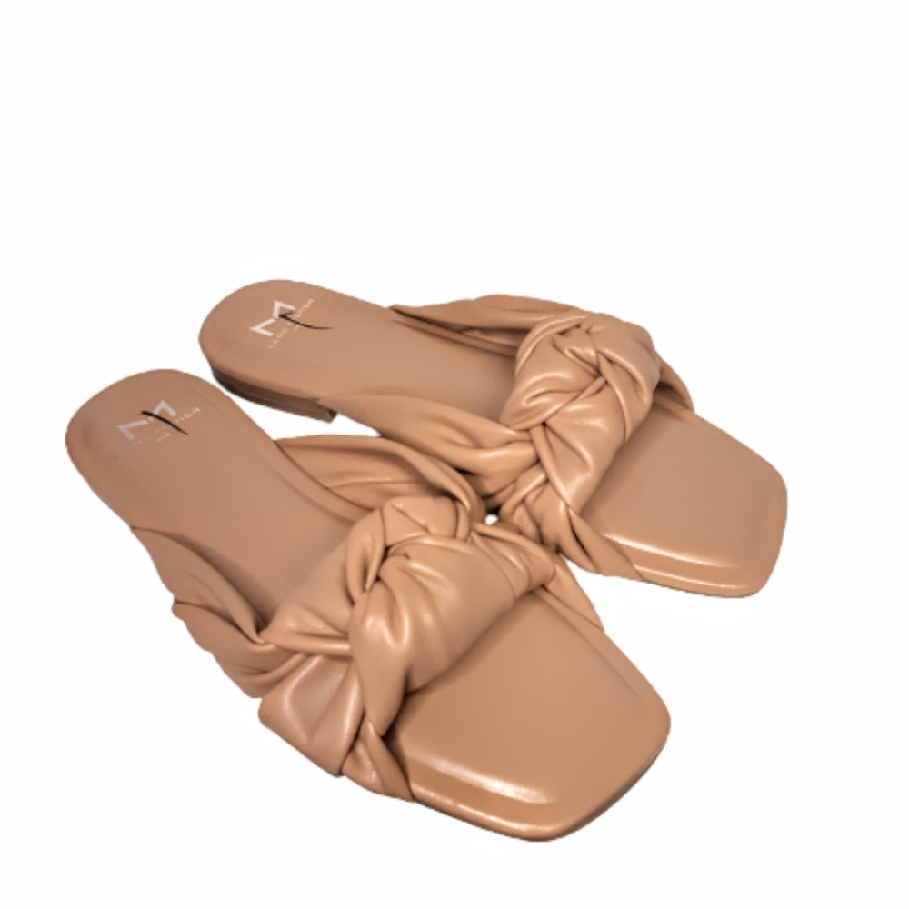Marc Fisher Farisa Slide Sandal Natural Nude Thong Flip Flop Leather